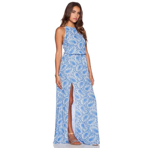 Show Me Your MuMu Sea Breeze Blue Heather Halter Dress NWT S Small - Picture 2 of 11